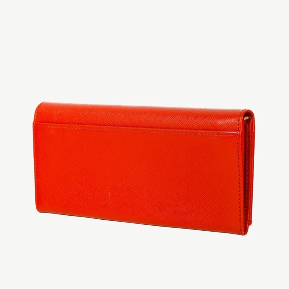 Salvatore Ferragamo Dark Orange Gancini Saffiano-Leather Continental Wallet - Picture 3 of 12